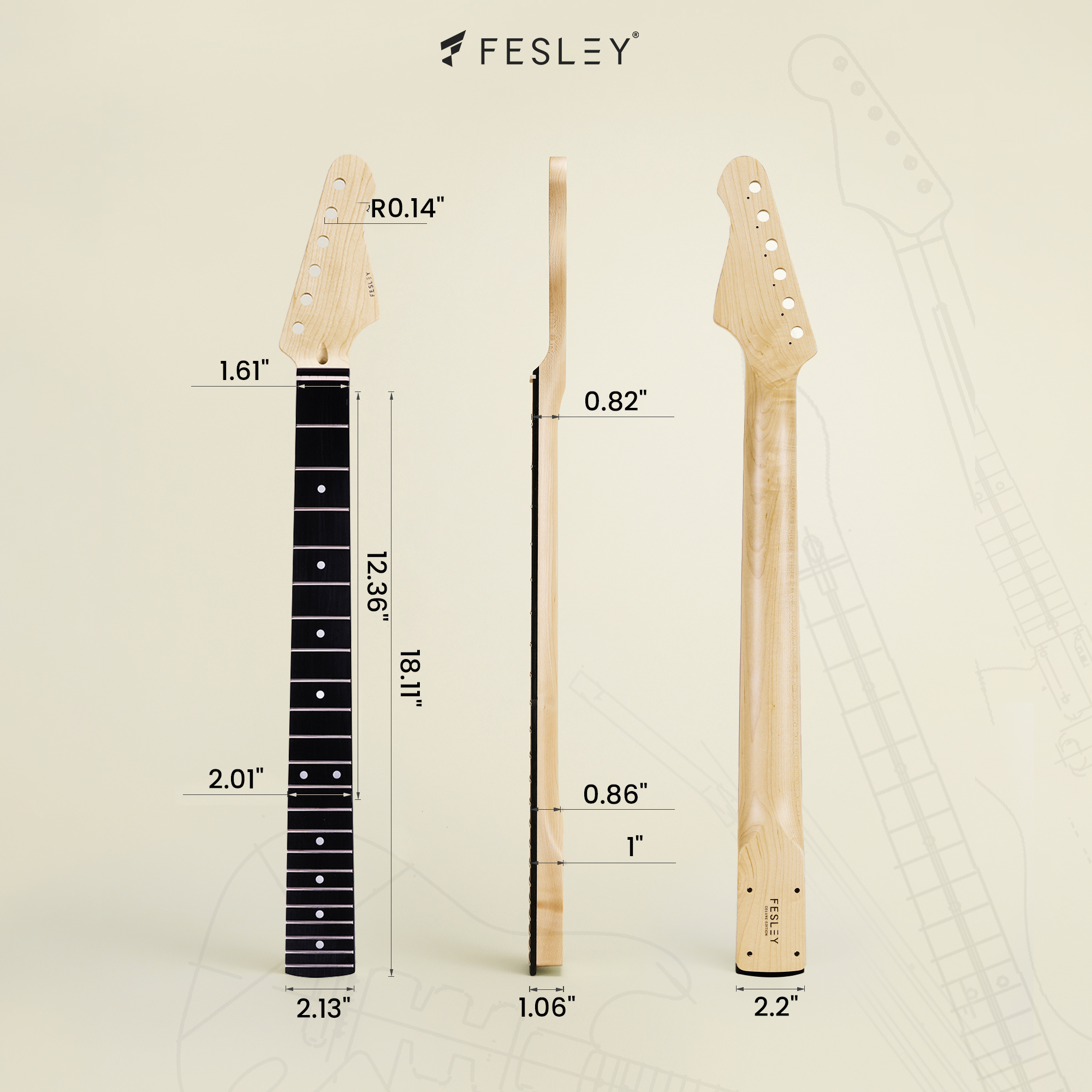 Fesley DIY ST Electric Guitar Kit with Poplar Body
