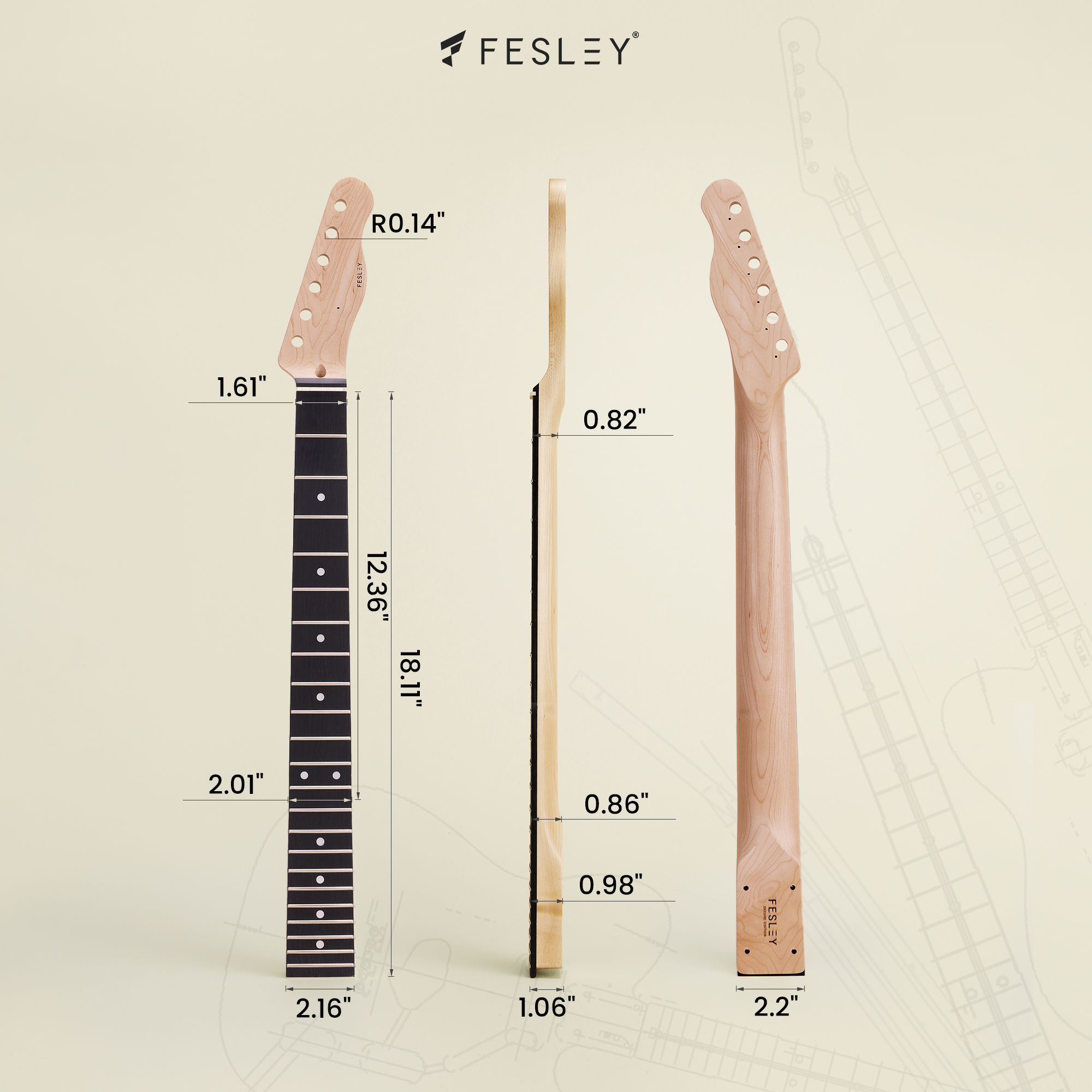 Fesley DIY TC Electric Guitar Kit with Poplar Body