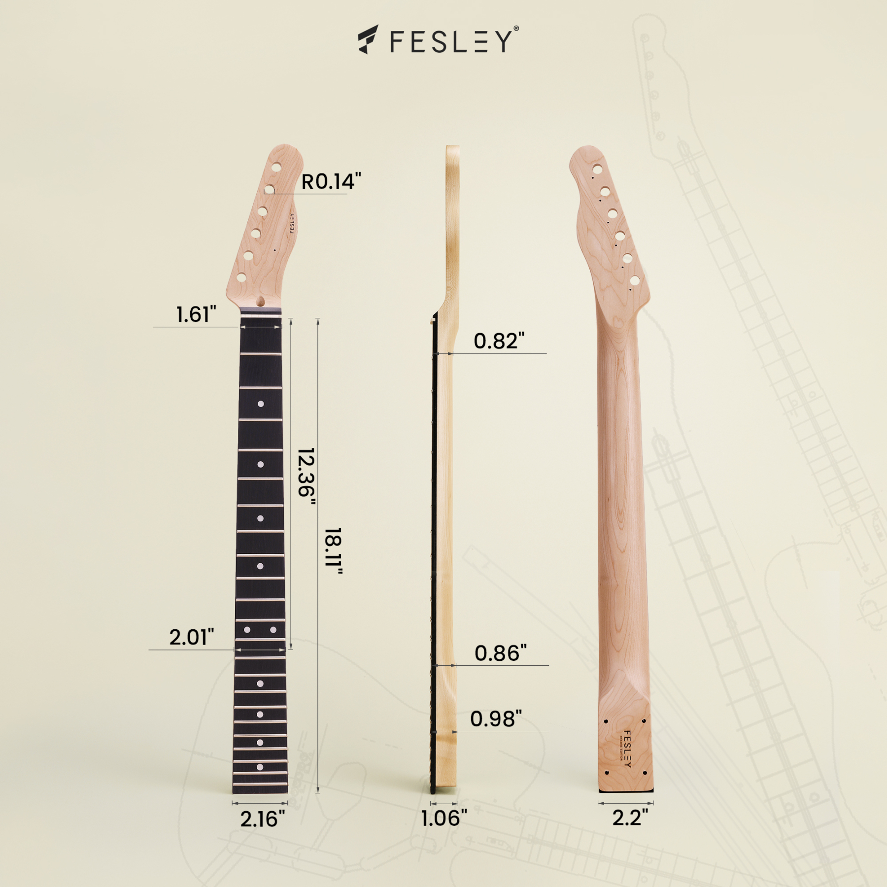 Fesley DIY TC Electric Guitar Kit with Poplar Body