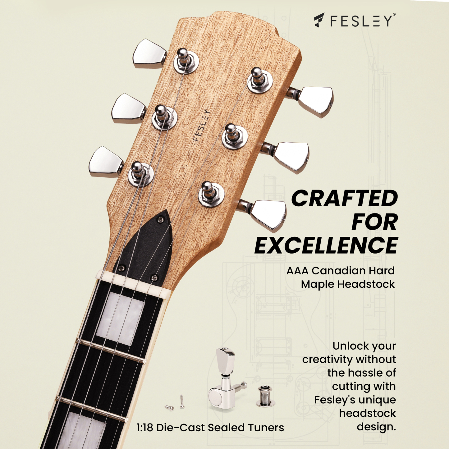 Fesley DIY LP Electric Guitar Kit with Poplar Body