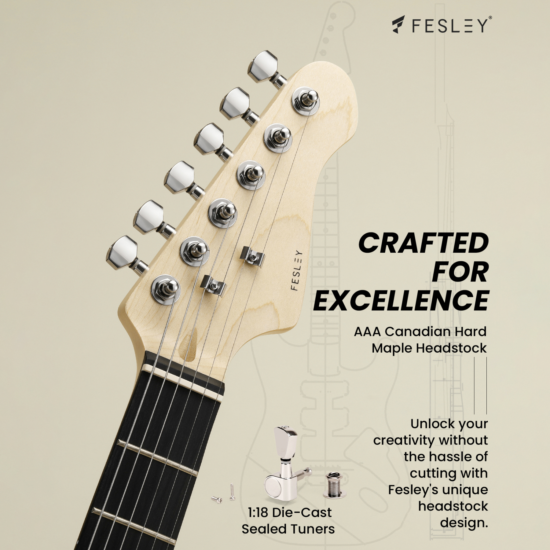 Fesley DIY ST Electric Guitar Kit with Poplar Body