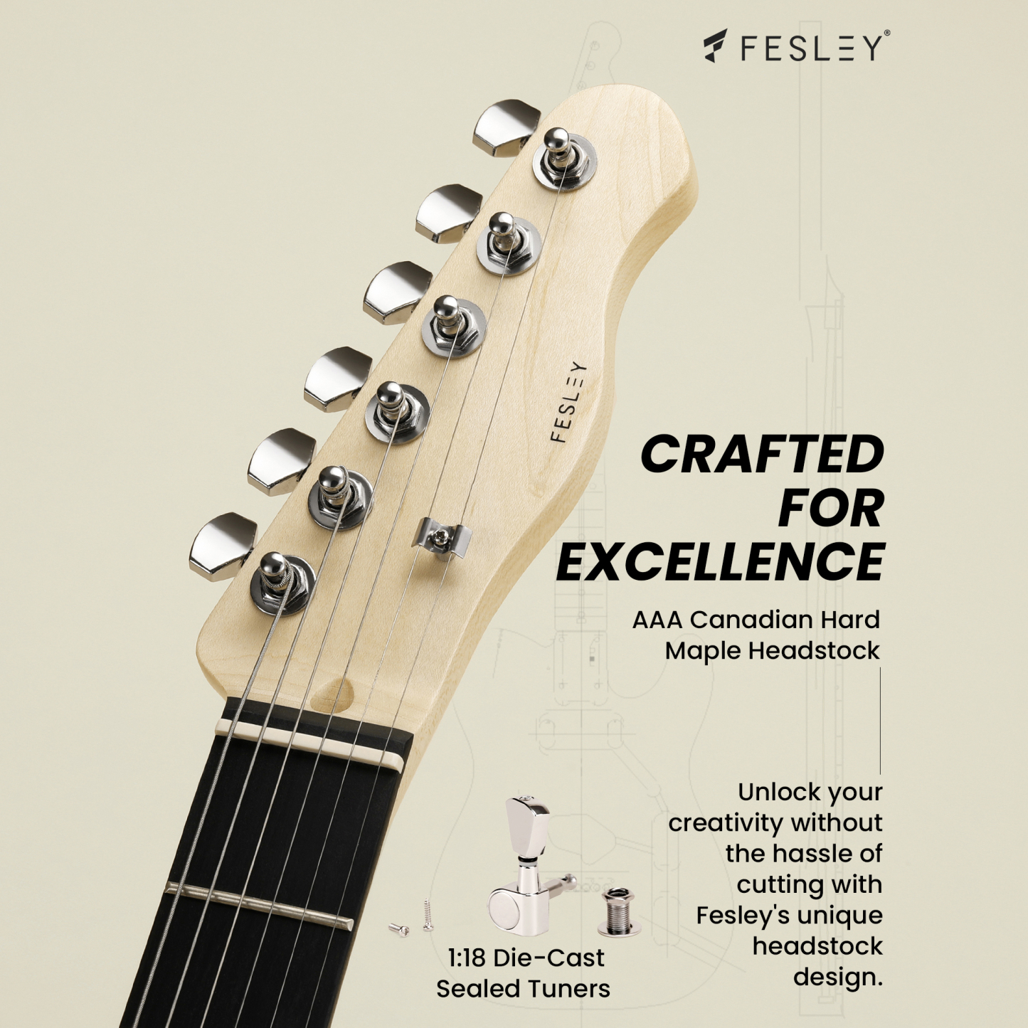 Fesley DIY TC Electric Guitar Kit with Poplar Body
