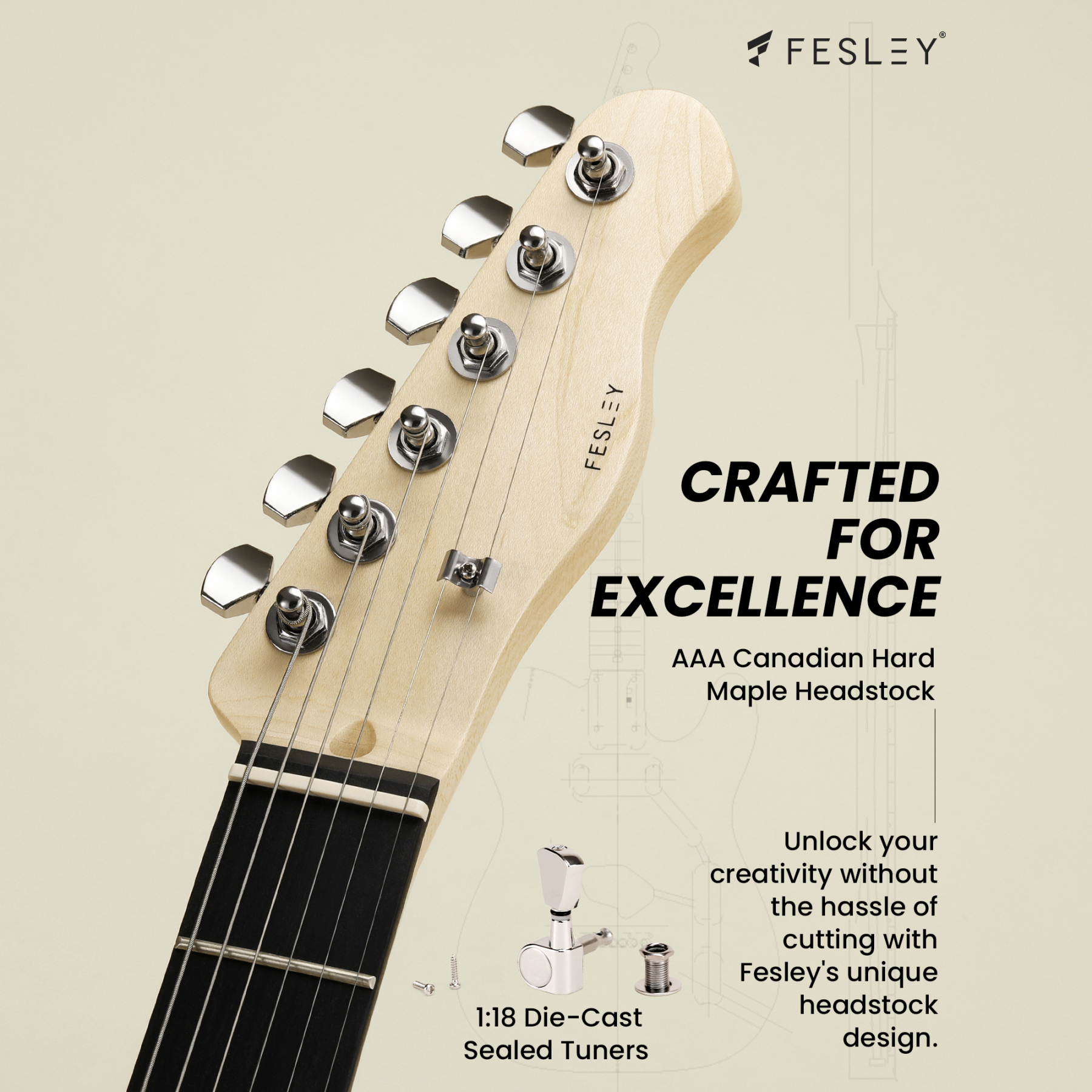 Fesley DIY TC Electric Guitar Kit with Poplar Body