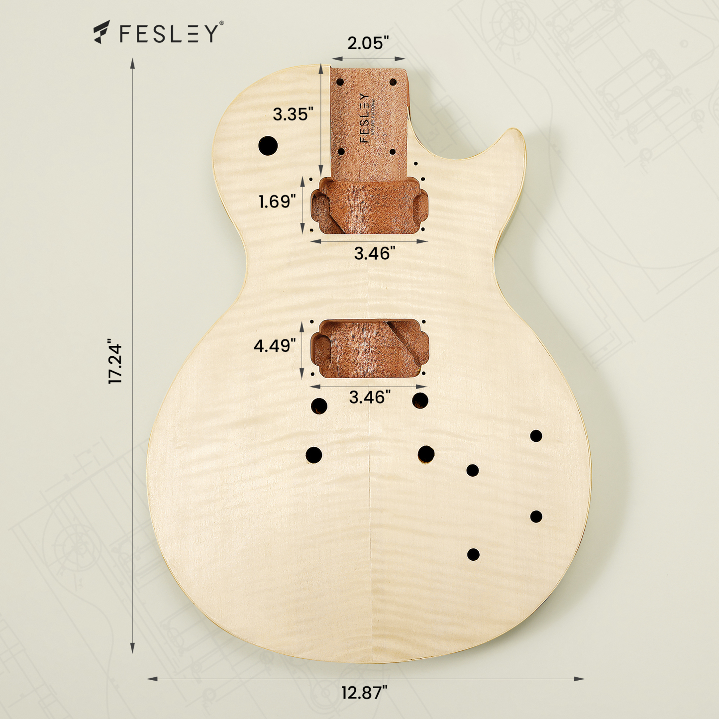 Fesley DIY LP Electric Guitar Kit with Poplar Body