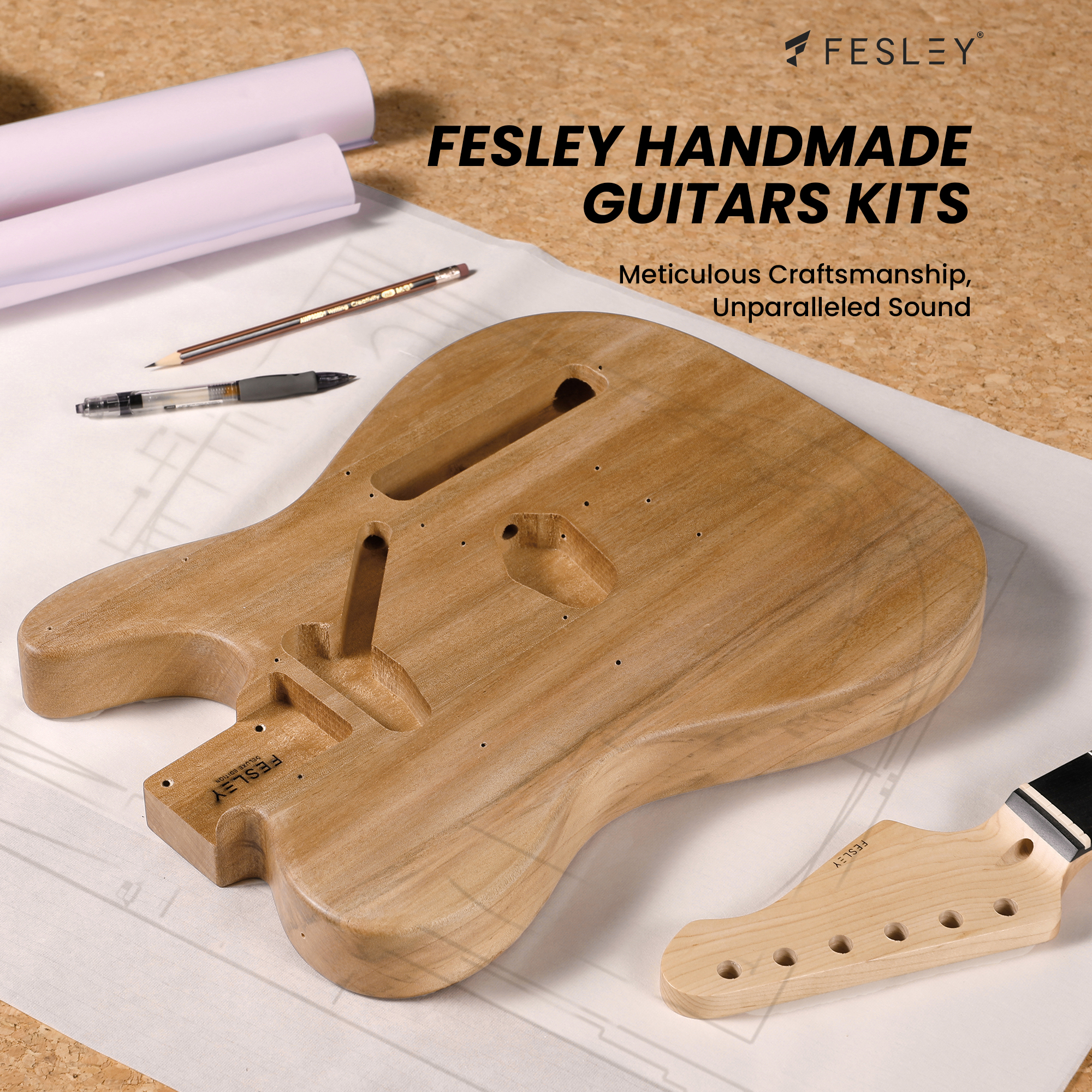 Fesley DIY TC Electric Guitar Kit with Poplar Body