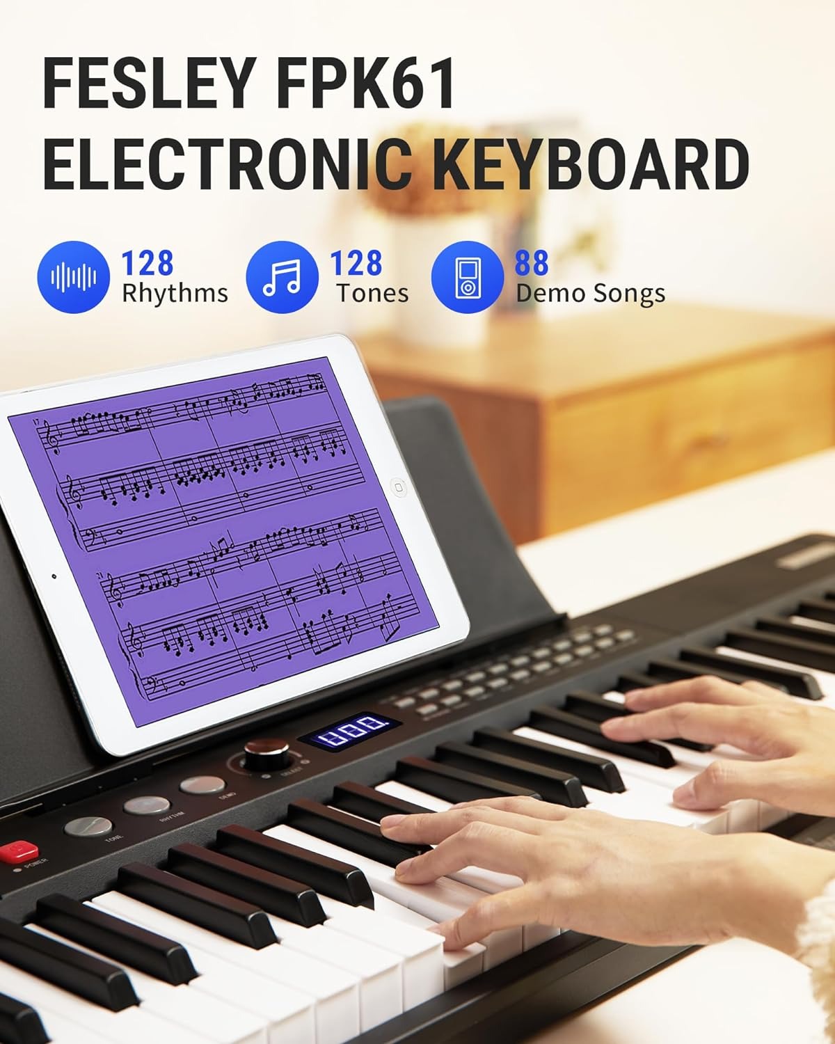 Fesley FPK61 Portable Electronic Piano 61 Keys Keyboard Kit 