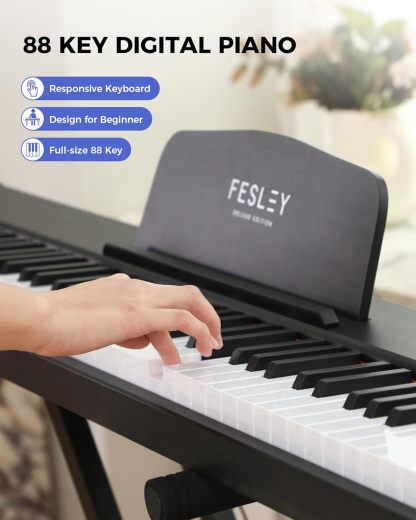 Fesley FEP300X Weighted Piano Keyboard with Stand Brown