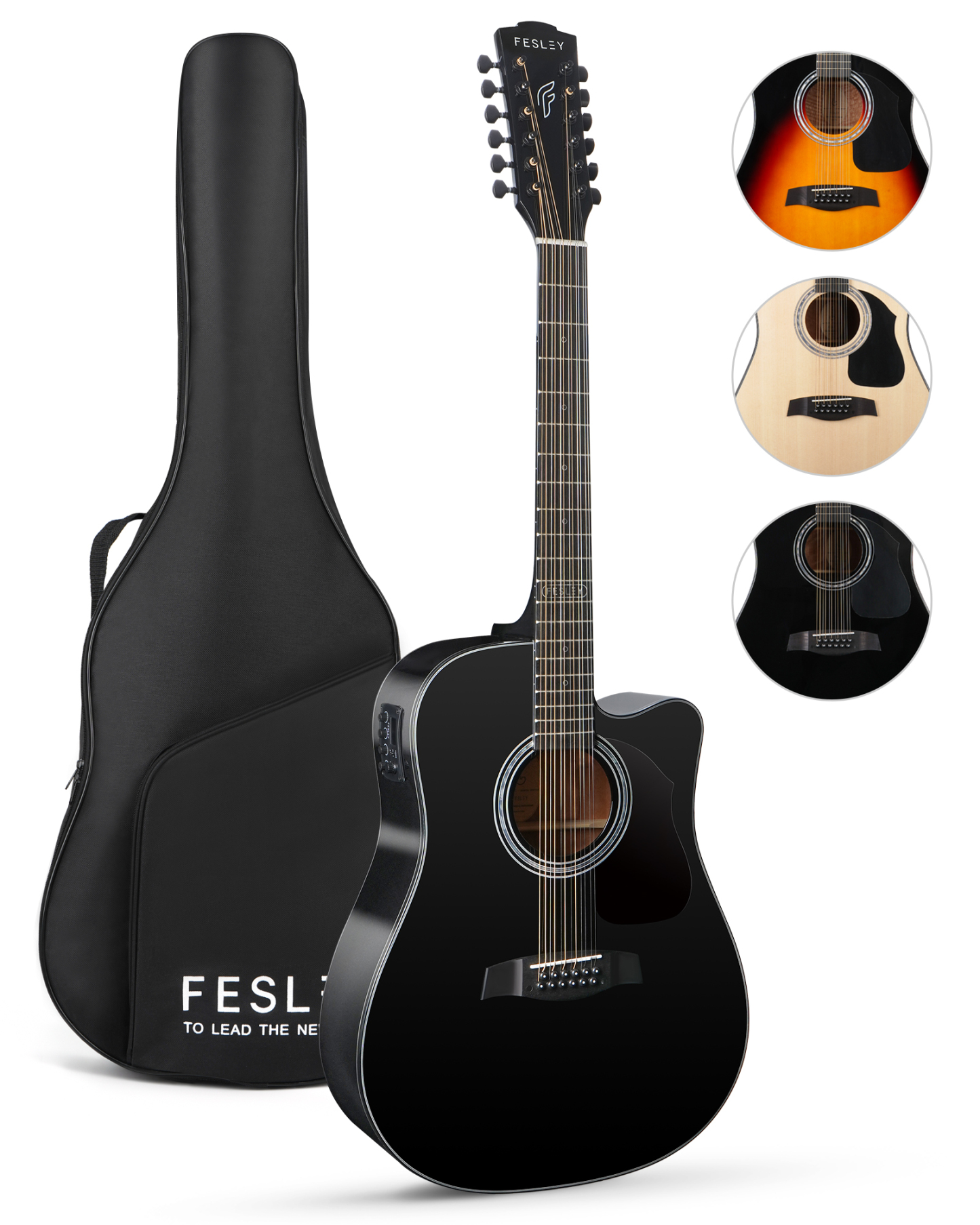 Fesley FDET280C 12 String Cutaway Guitar
