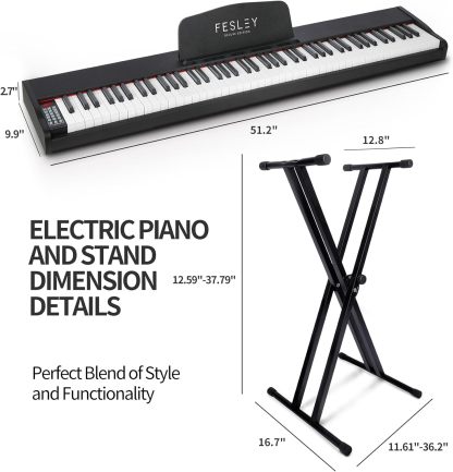 Fesley FEP300X Weighted Piano Keyboard with Stand Brown