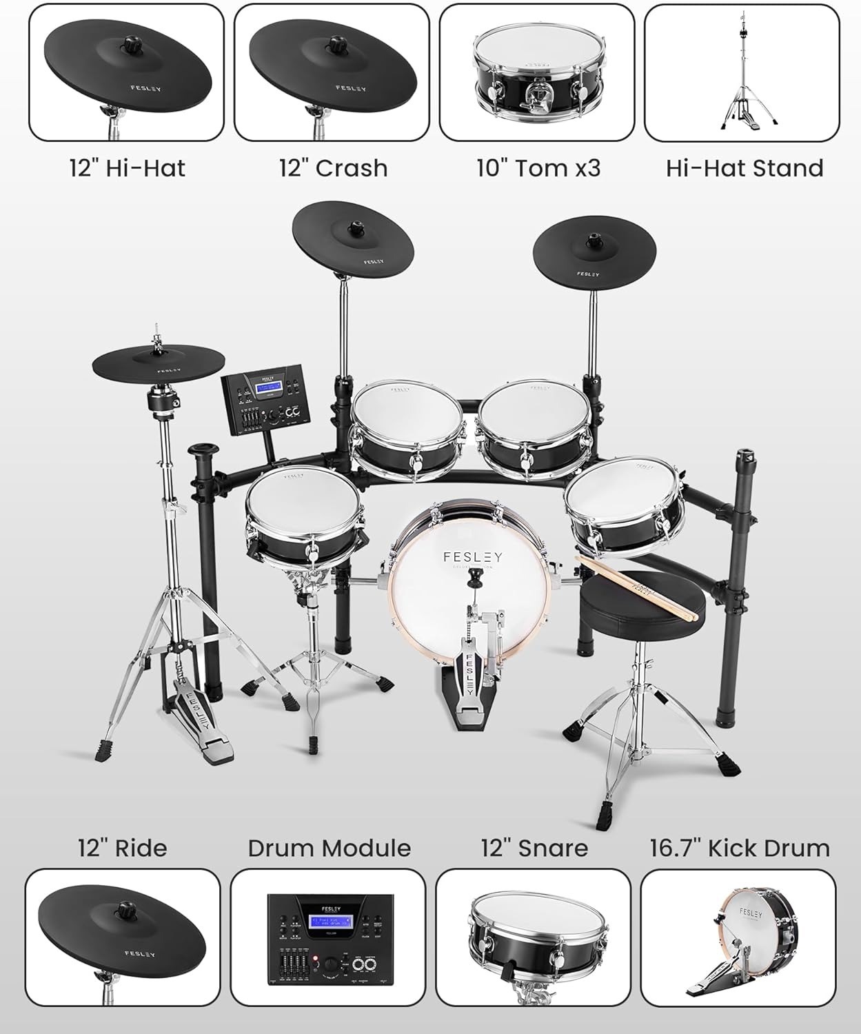 Fesley FED1500W Electric Drum Set