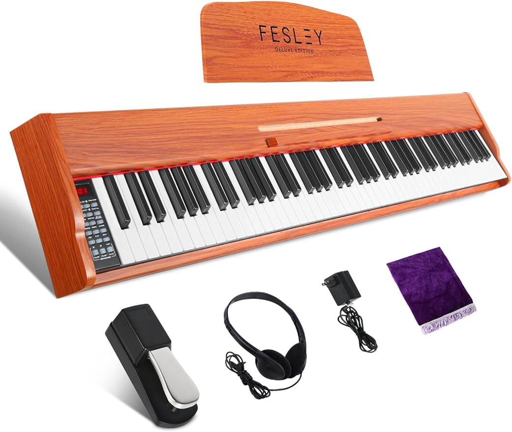 Fesley FEP300 Bluetooth Piano Keyboard 88 Keys MIDI-Brown