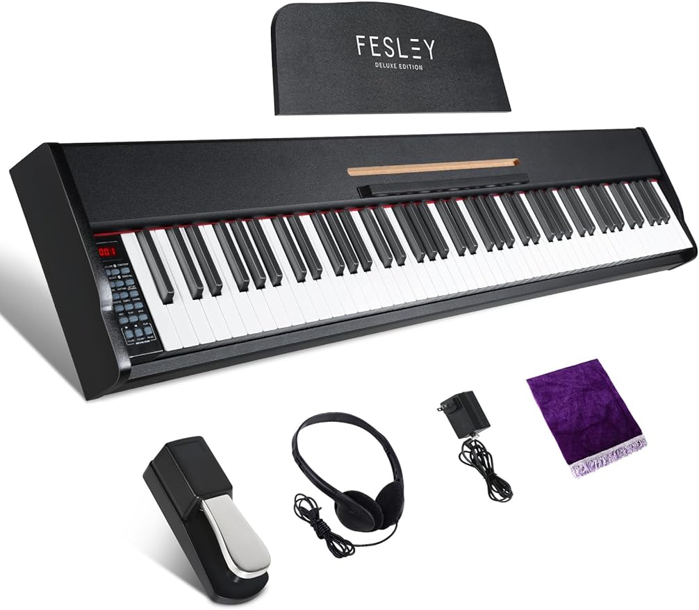 Fesley FEP300 Bluetooth Piano Keyboard 88 Keys MIDI-Black