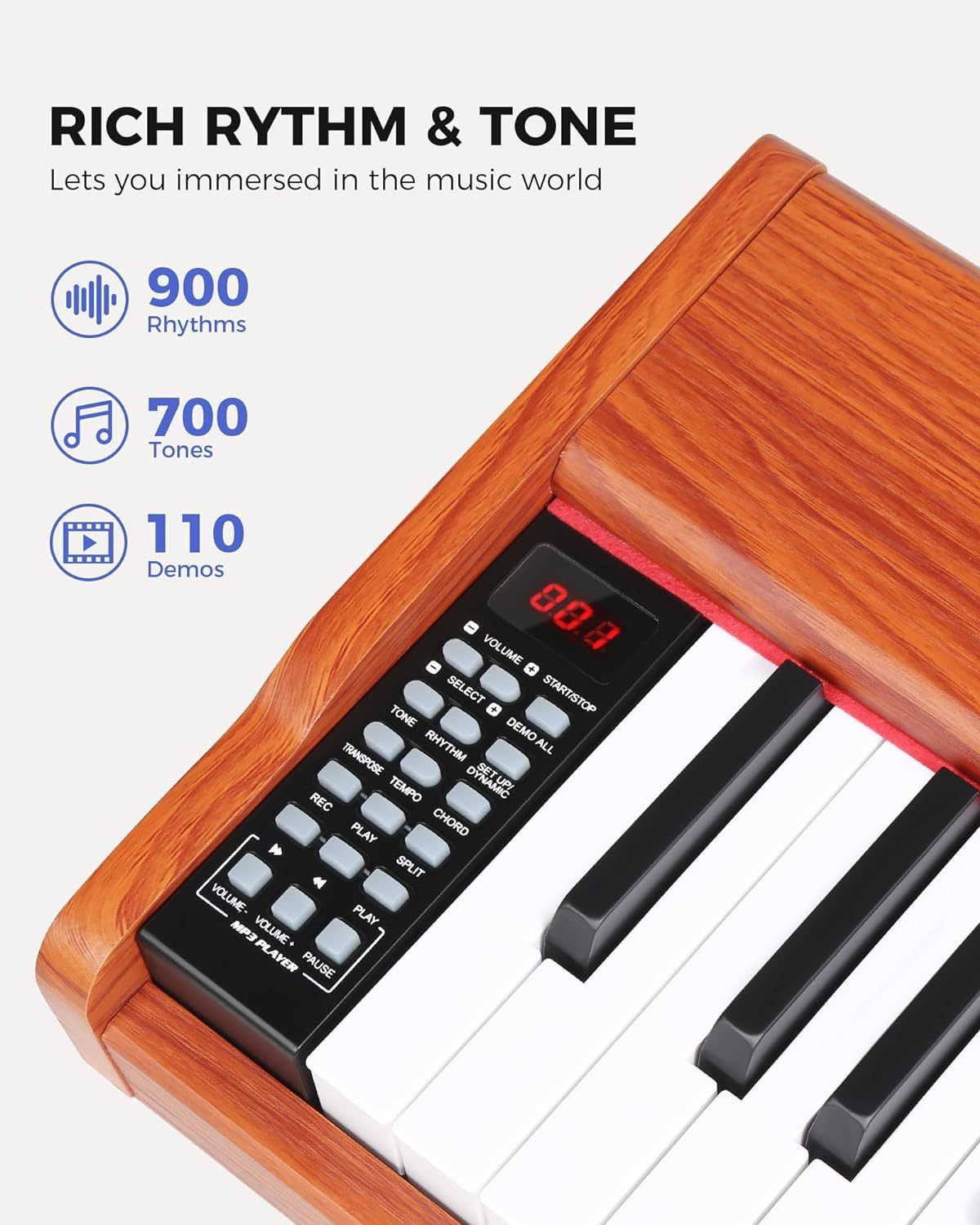 Fesley FEP300 Bluetooth Piano Keyboard 88 Keys MIDI-Brown