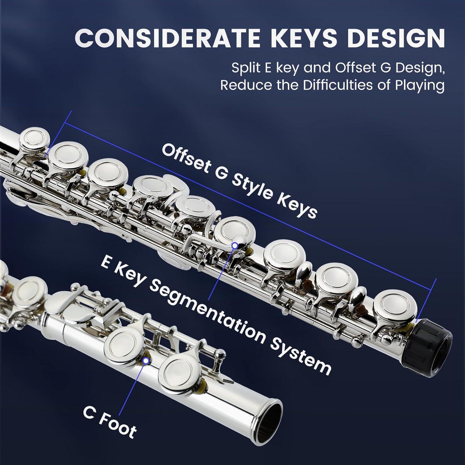 Fesley 16 Keys C Flute Instrument-Nickel