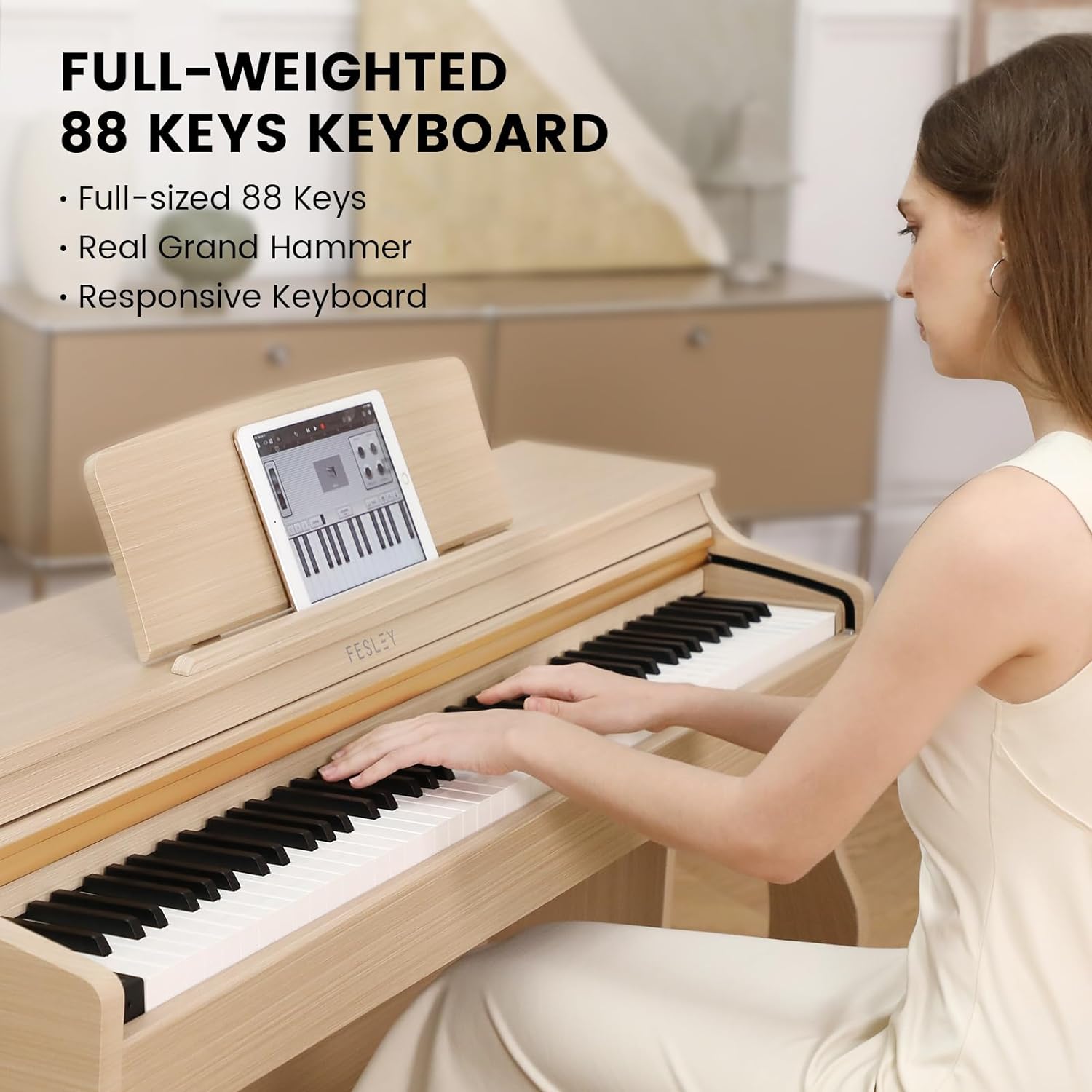 Fesley FEP1000 Weighted Digital Piano Beige