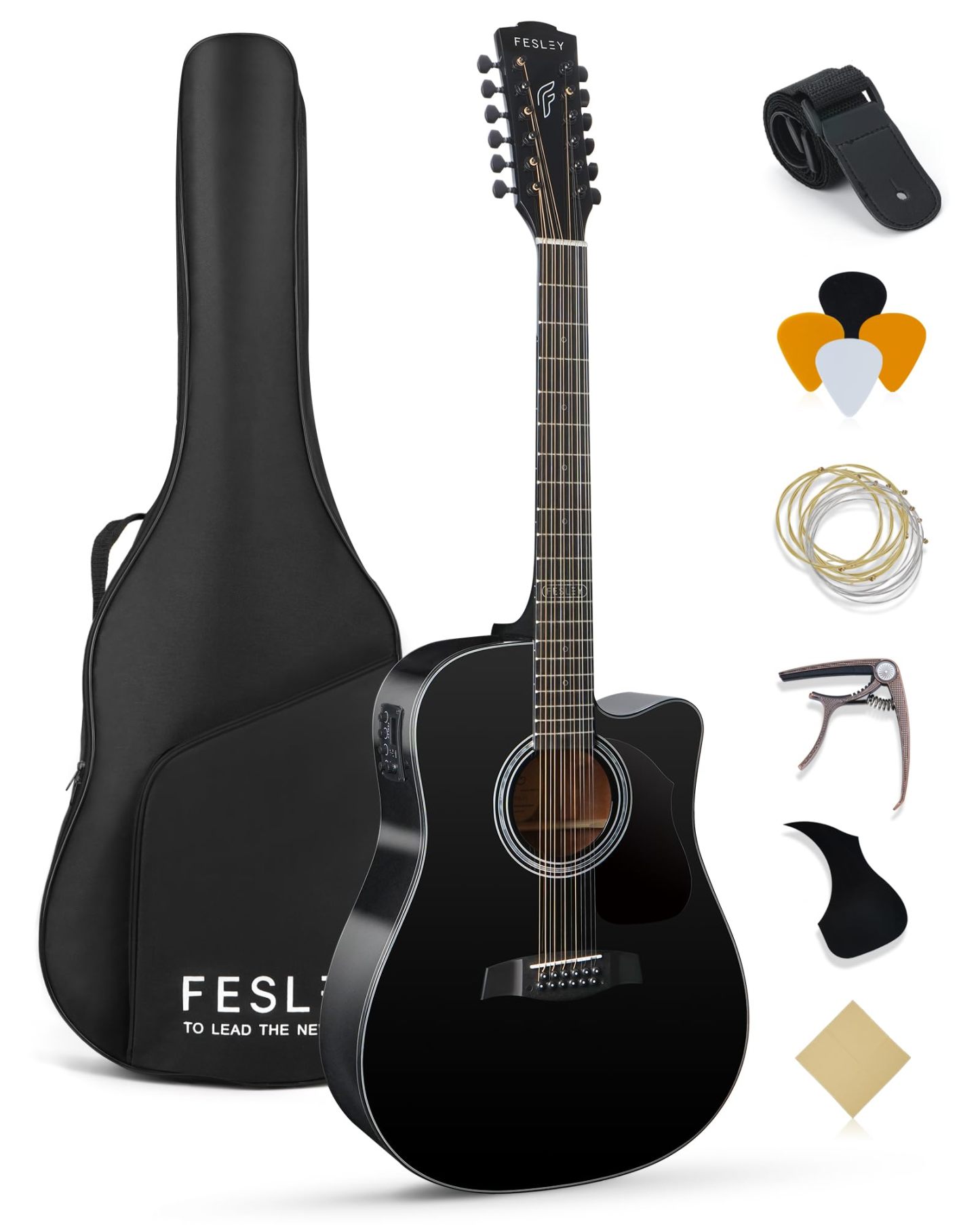 Fesley FDET280C 12 String Guitar 42" Full Size