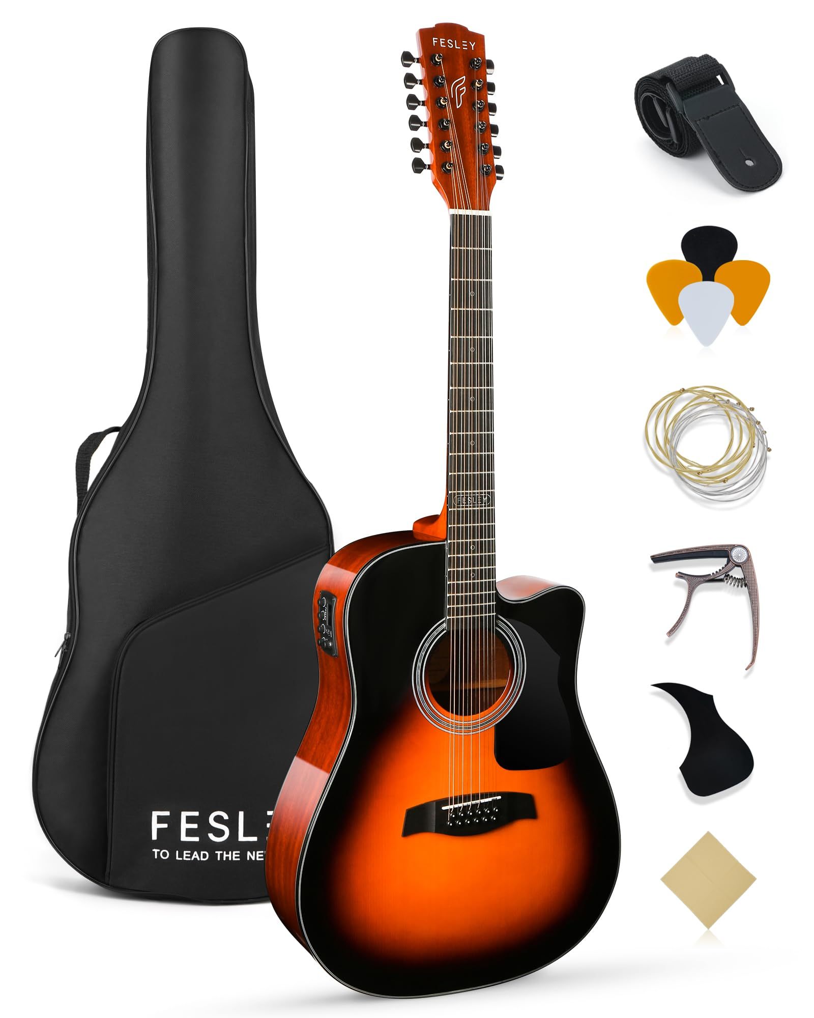 Fesley FDET280C 12 String Guitar 42" Full Size