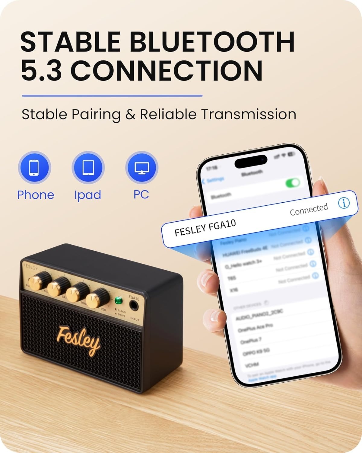 Fesley Mini Guitar Amp10W Portable Recharged Guitar Amplifier Headphone FGA10