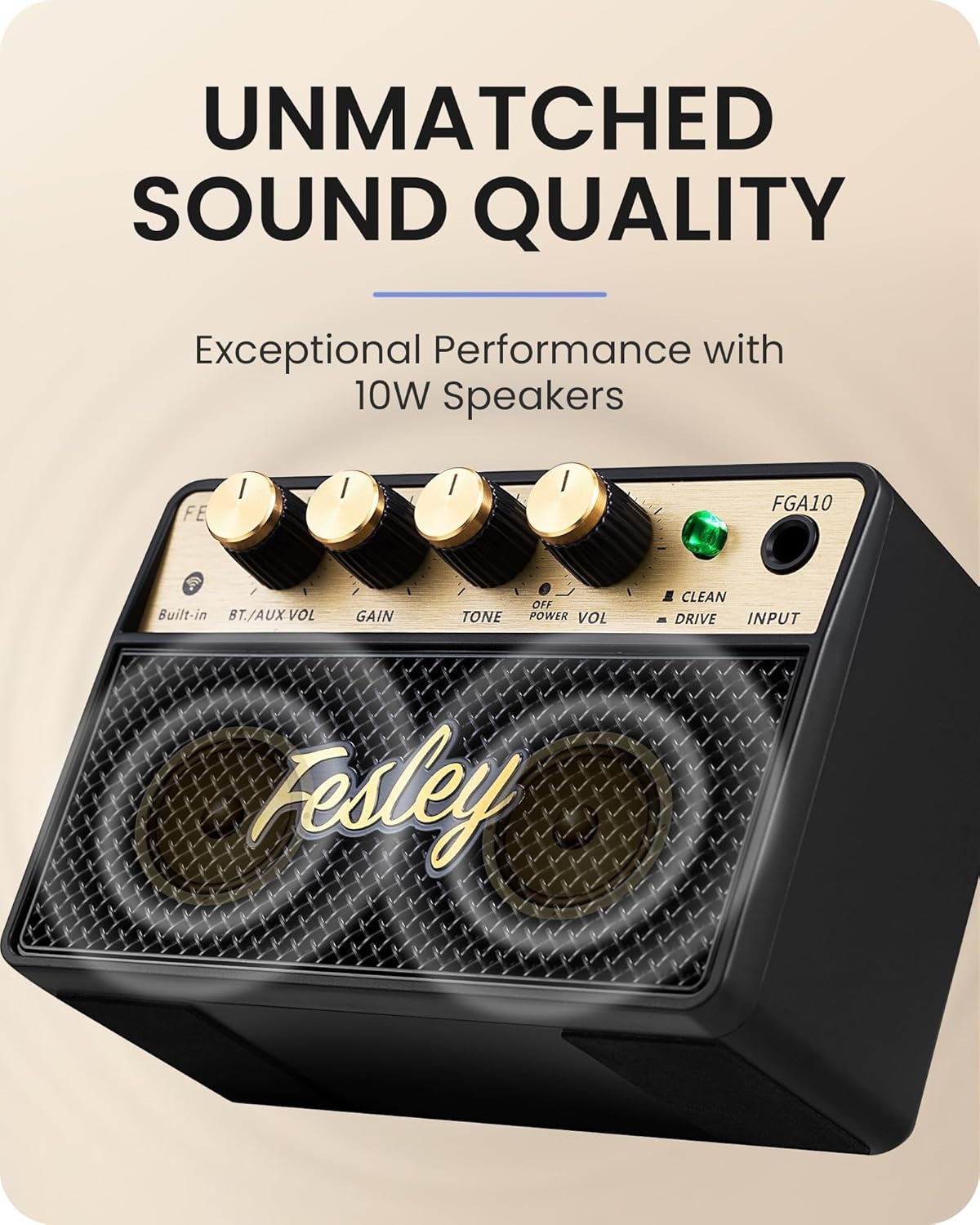 Fesley Mini Guitar Amp10W Portable Recharged Guitar Amplifier Headphone FGA10