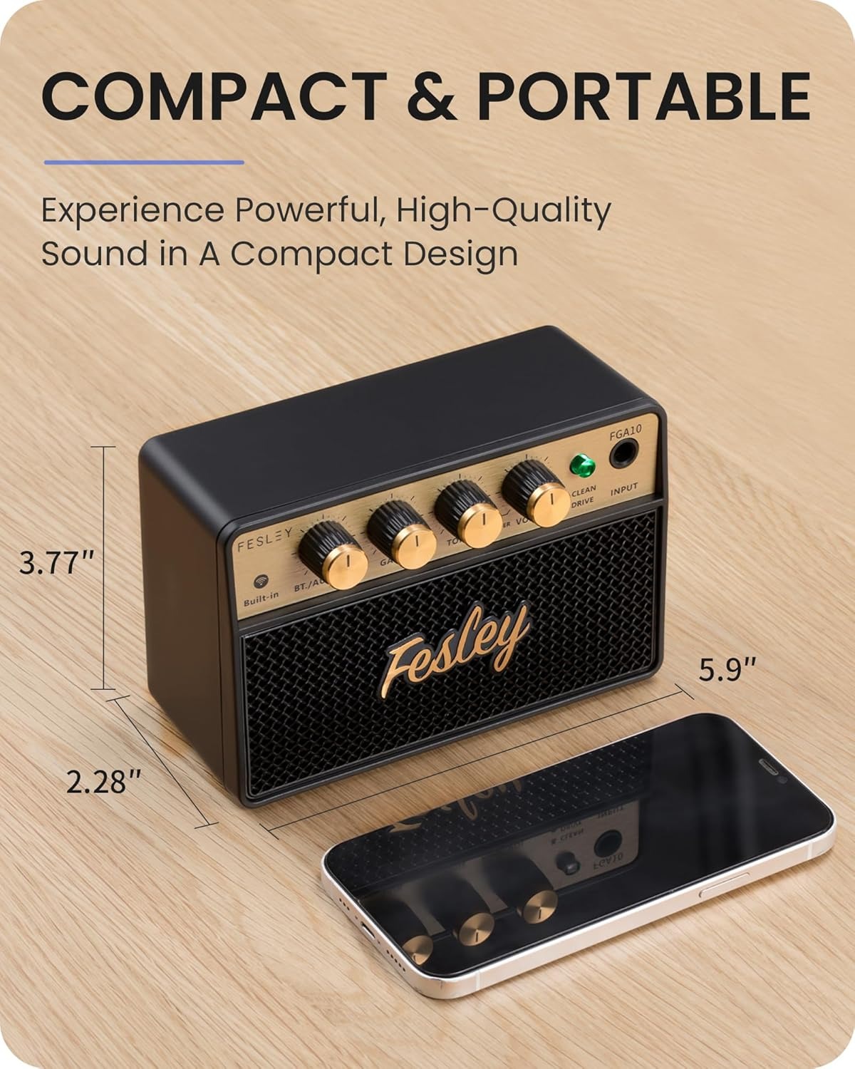 Fesley Mini Guitar Amp10W Portable Recharged Guitar Amplifier Headphone FGA10