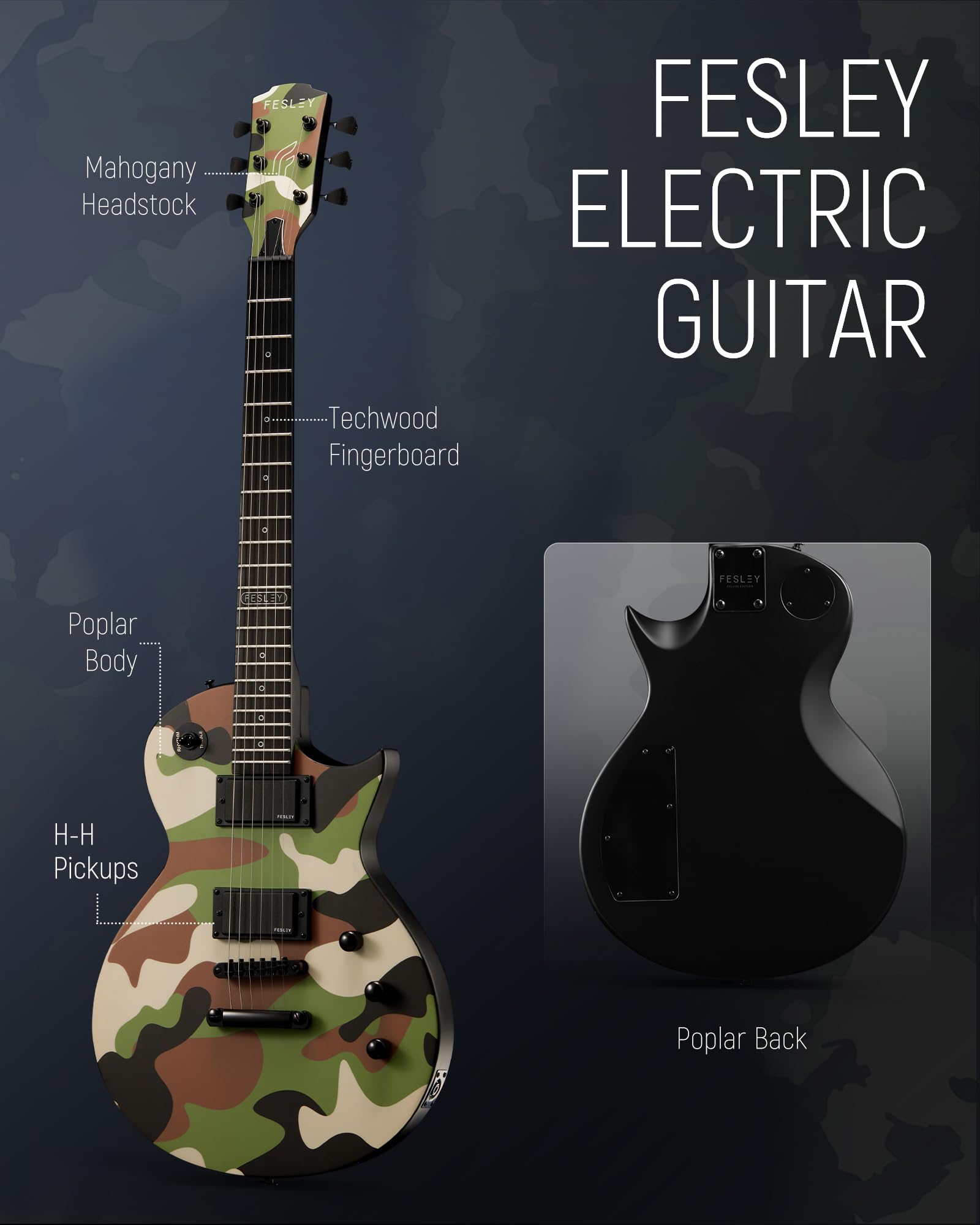 Fesley FLP350 39"  Electric Guitar Kit- Camouflage