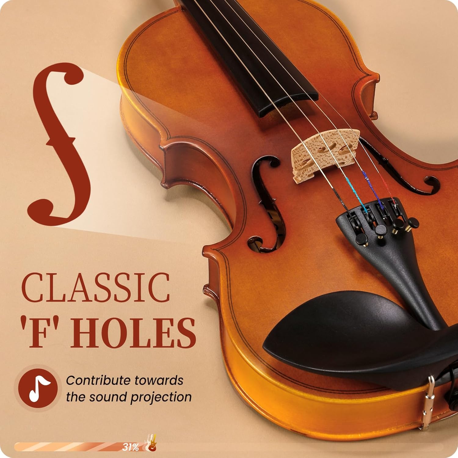 Fesley Violin 1/4 Fiddle Beginner Set