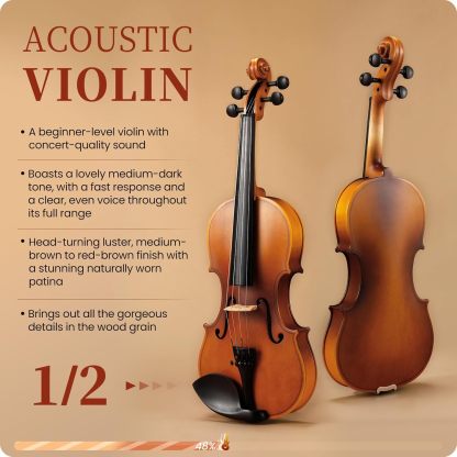 Fesley Violin 1/2 Fiddle Beginner Set
