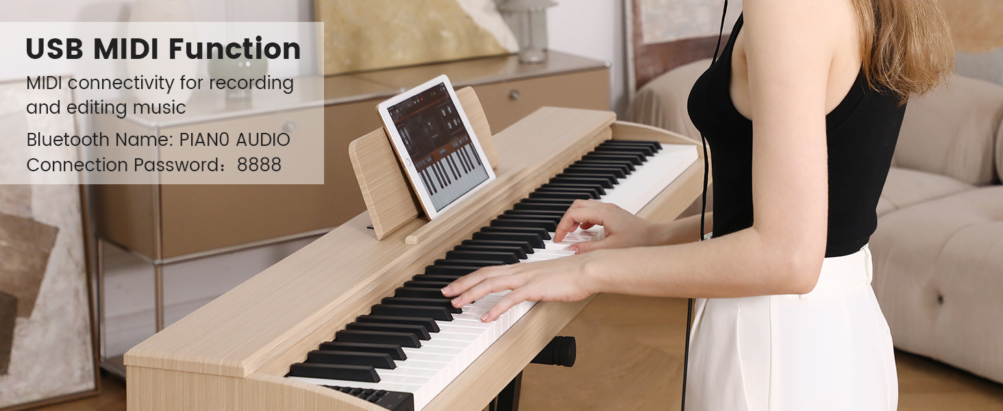 Fesley digital piano keyboard 88 keys wood color 4