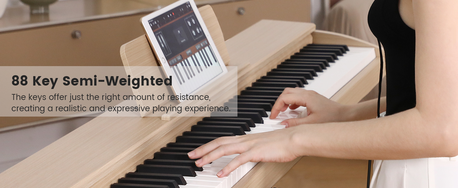 Fesley digital piano keyboard 88 keys wood color 3