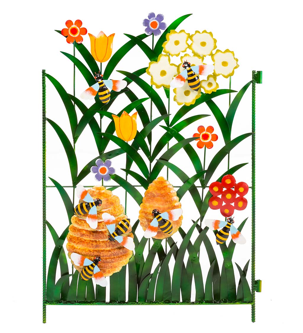 🌈Colorful Metal 3-Panel Butterfly and Flower Garden Screen