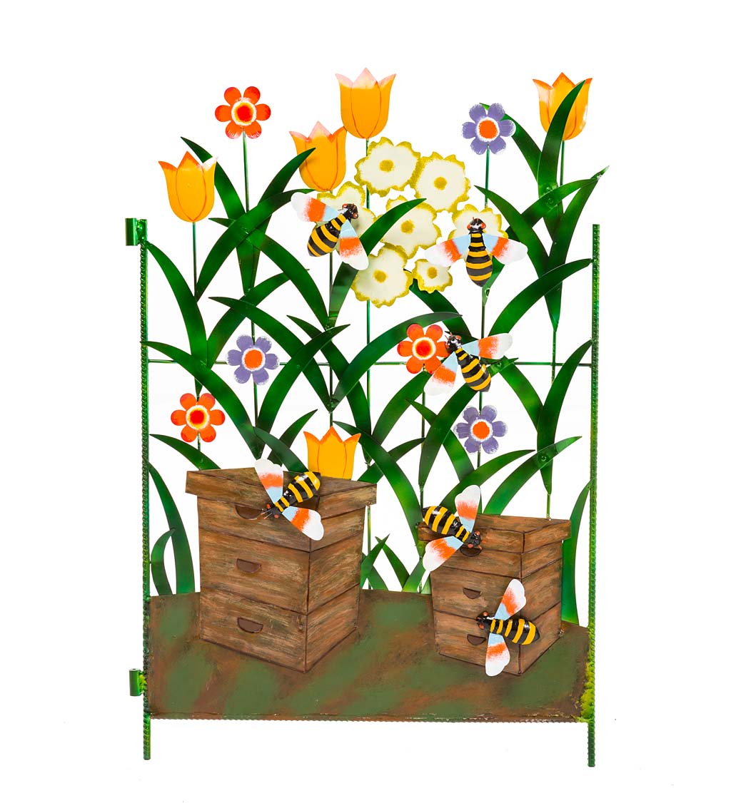 🌈Colorful Metal 3-Panel Butterfly and Flower Garden Screen