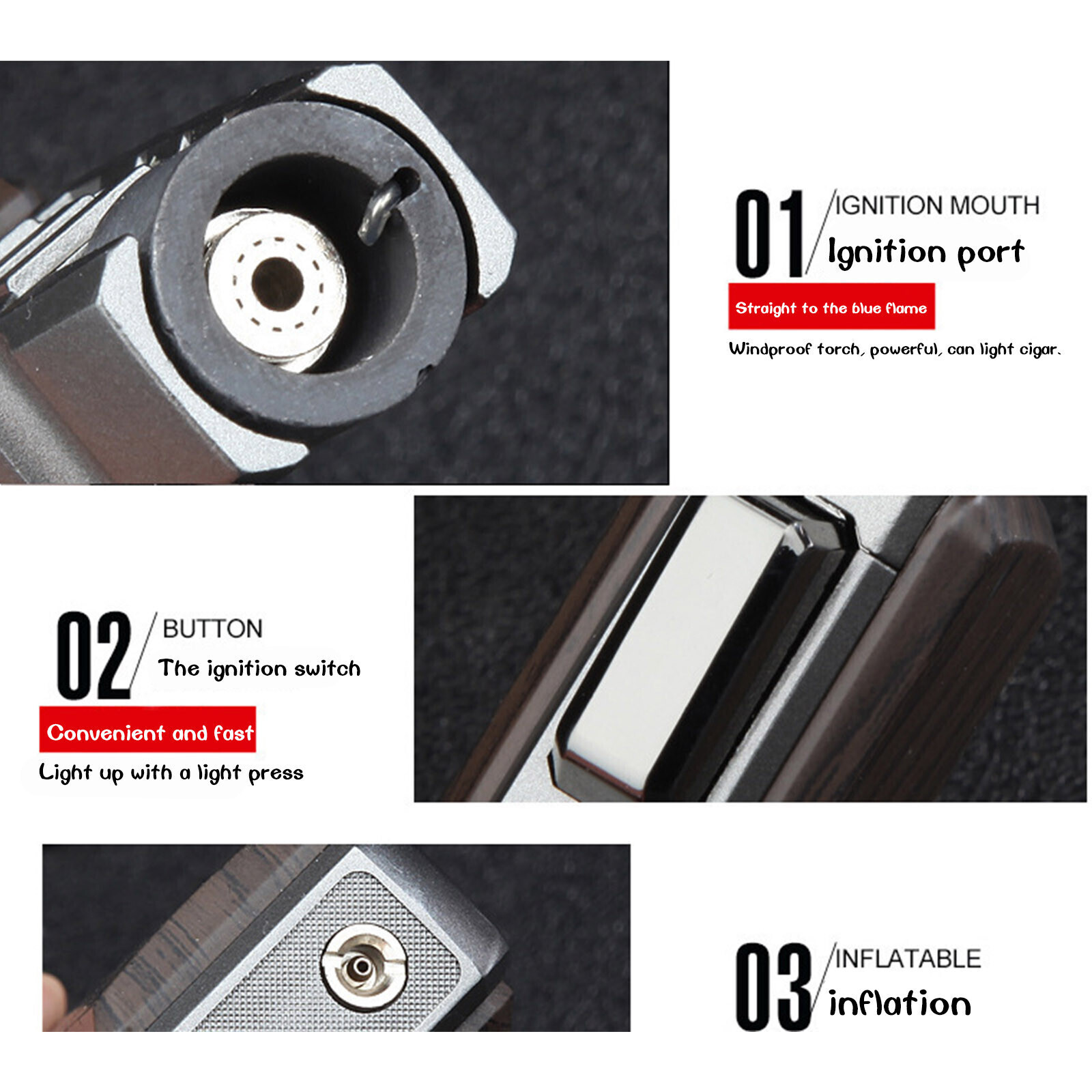 Powerful and Windproof Triple Jet Torch