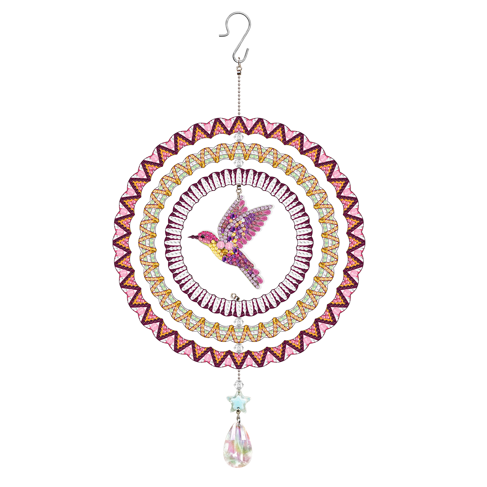 DIY Diamond Painting Double-sided Rotatable Bird Hanging Wind Chime Suncatcher Hanging Kit