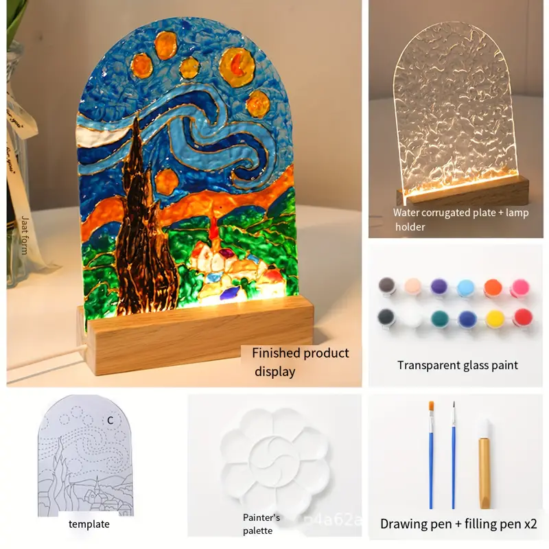 DIY Glass Painting Night Light Material Kit