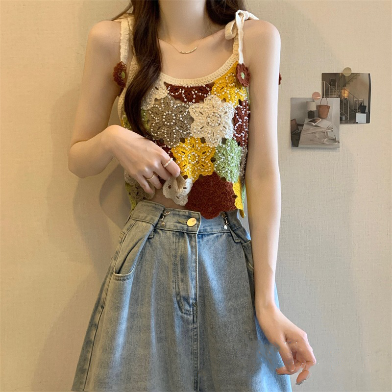 New Korean-style Hollow-out Embroidered Floral Versatile Camisole / Sleeveless Top