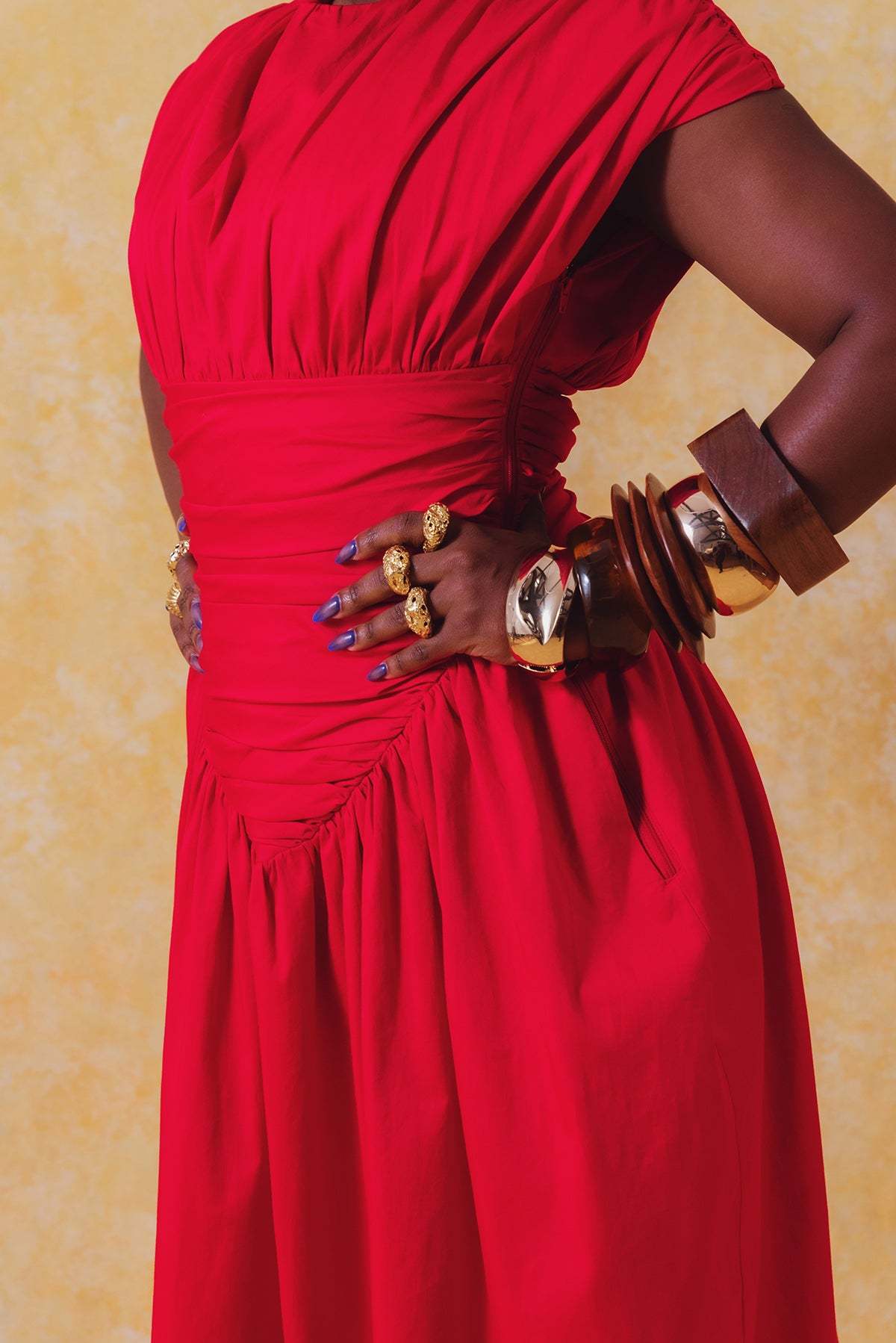 Adesuwa Ruched Cotton Long Dress (Buy 2 Free Shipping)