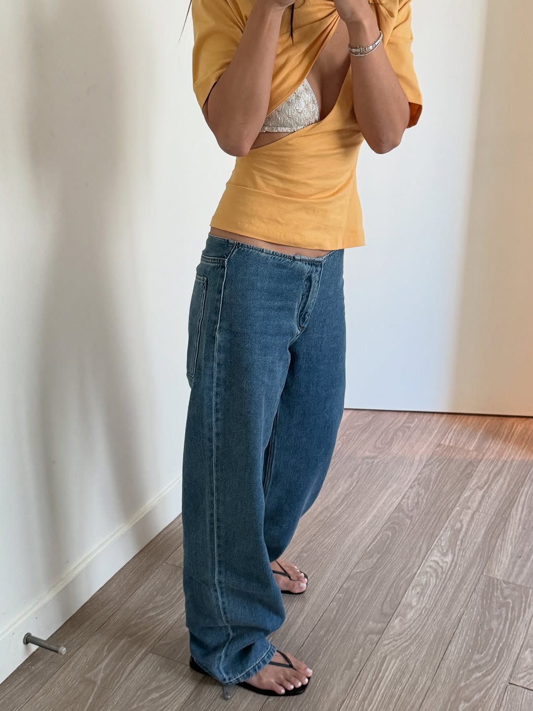 Low Rise Drawstring Hem Sporty Jeans (Buy 2 Free Shipping)