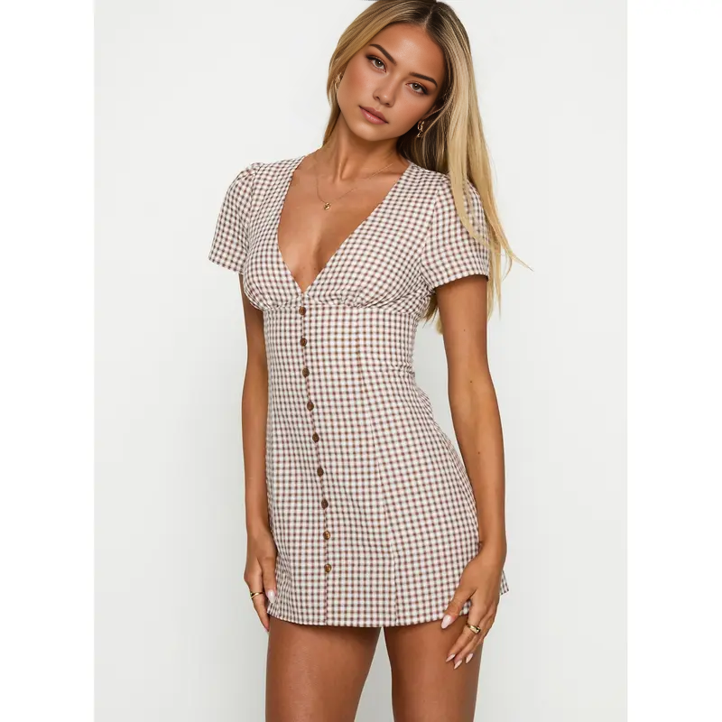 Vintage Check Mini Dress (Buy 2 Free Shipping)