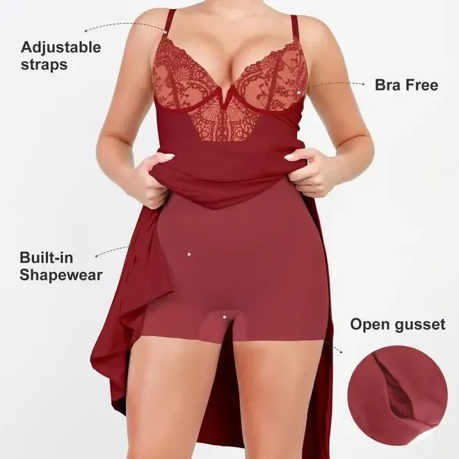 Lace Slip Dress with Built-In Shapewear (Buy 2 Free Shipping)