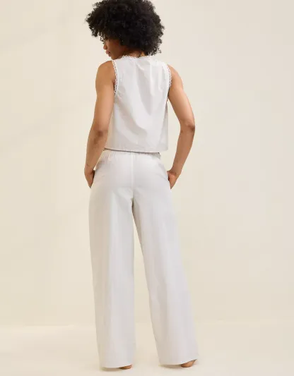 Off-Duty Wide Leg Poplin Trouser PJ(Buy 2 Free Shipping)