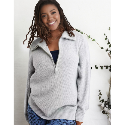 Half Zip Waffle Sweater Set(Buy 2 Free Shipping)