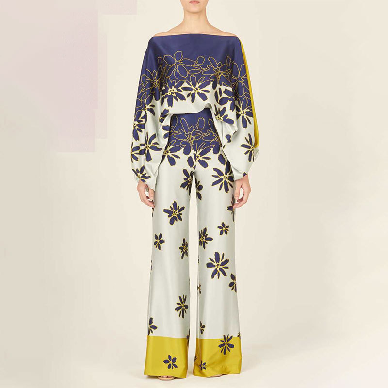 Off-Shoulder Printed 2-Piece Wide-Leg Set (Buy 2 Free Shipping)