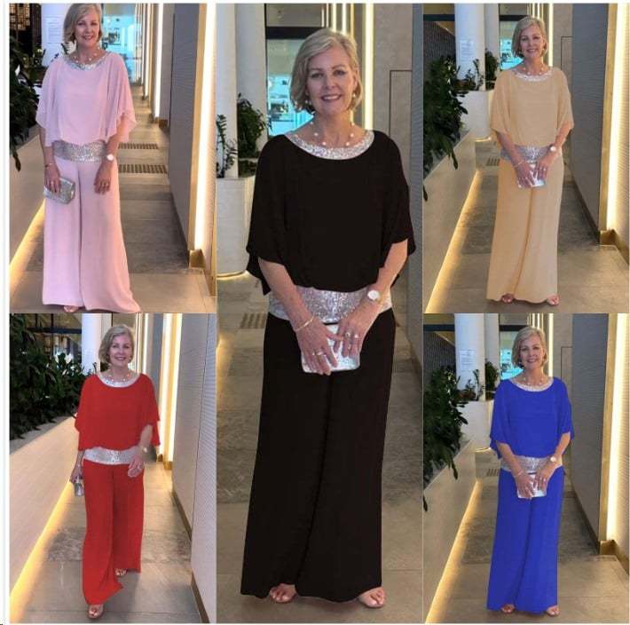 Mother's Day 50% OFF?Sequined Colorblock Elegant Two-piece Set