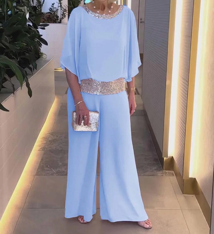 Mother's Day 50% OFF?Sequined Colorblock Elegant Two-piece Set