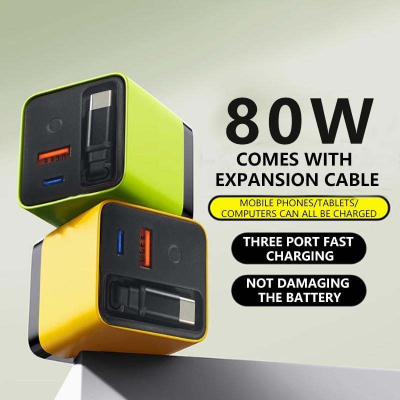 ?3 in 1 Charger Retractable 80W MAX Fast