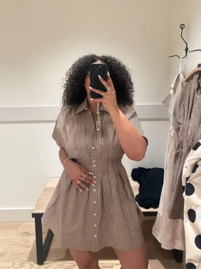 Cinched Waist Button Shirt Dress (Buy 2 Free Shipping)