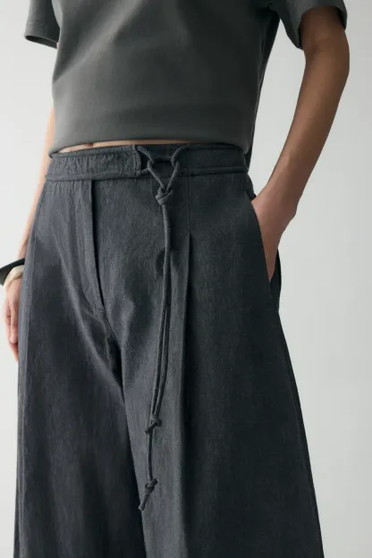 Cotton-linen Belted Pants (Buy 2 Free Shipping)