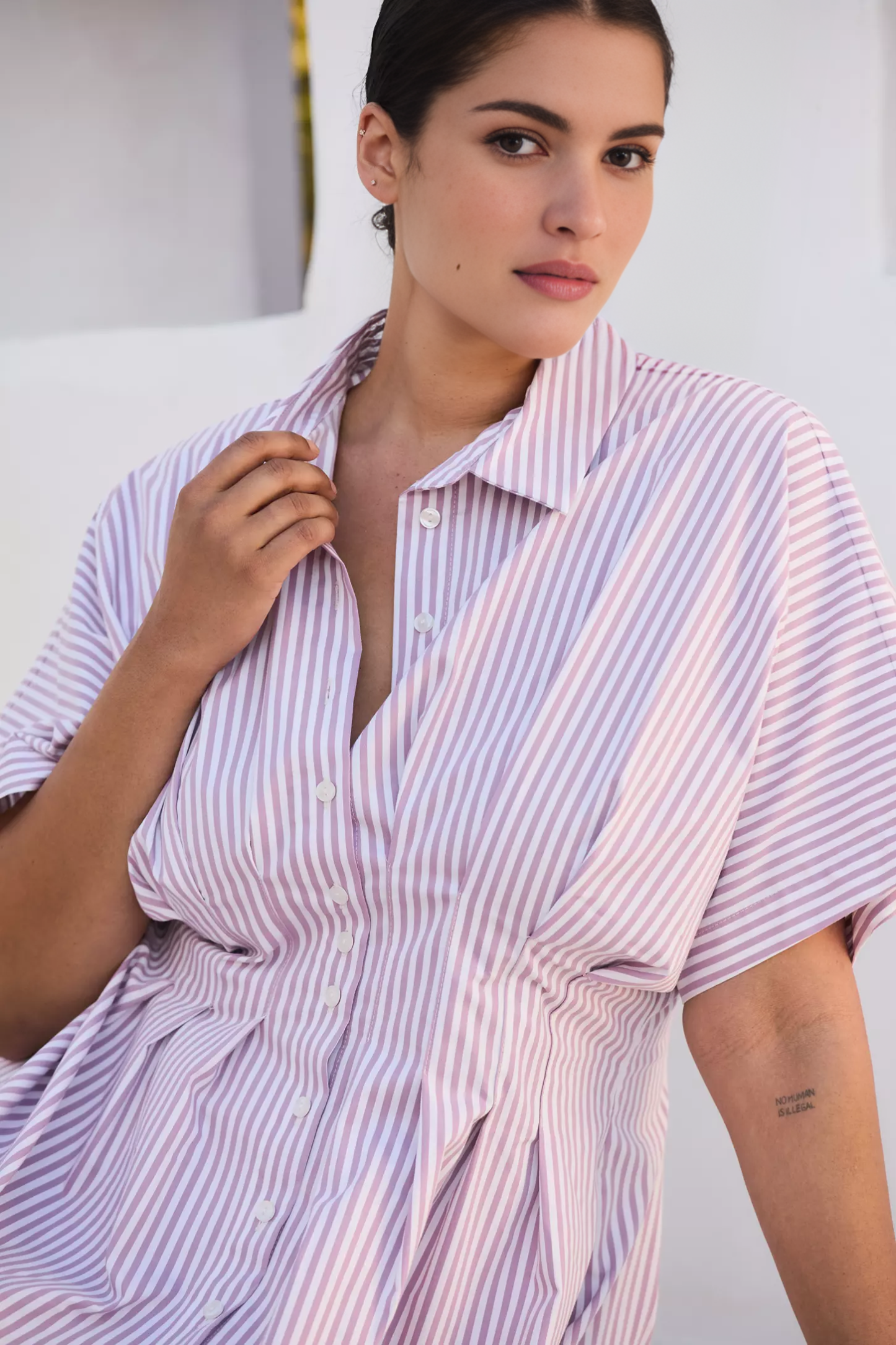 Button-Front Pleated Midi Shirt Dress (Buy 2 Free Shipping)
