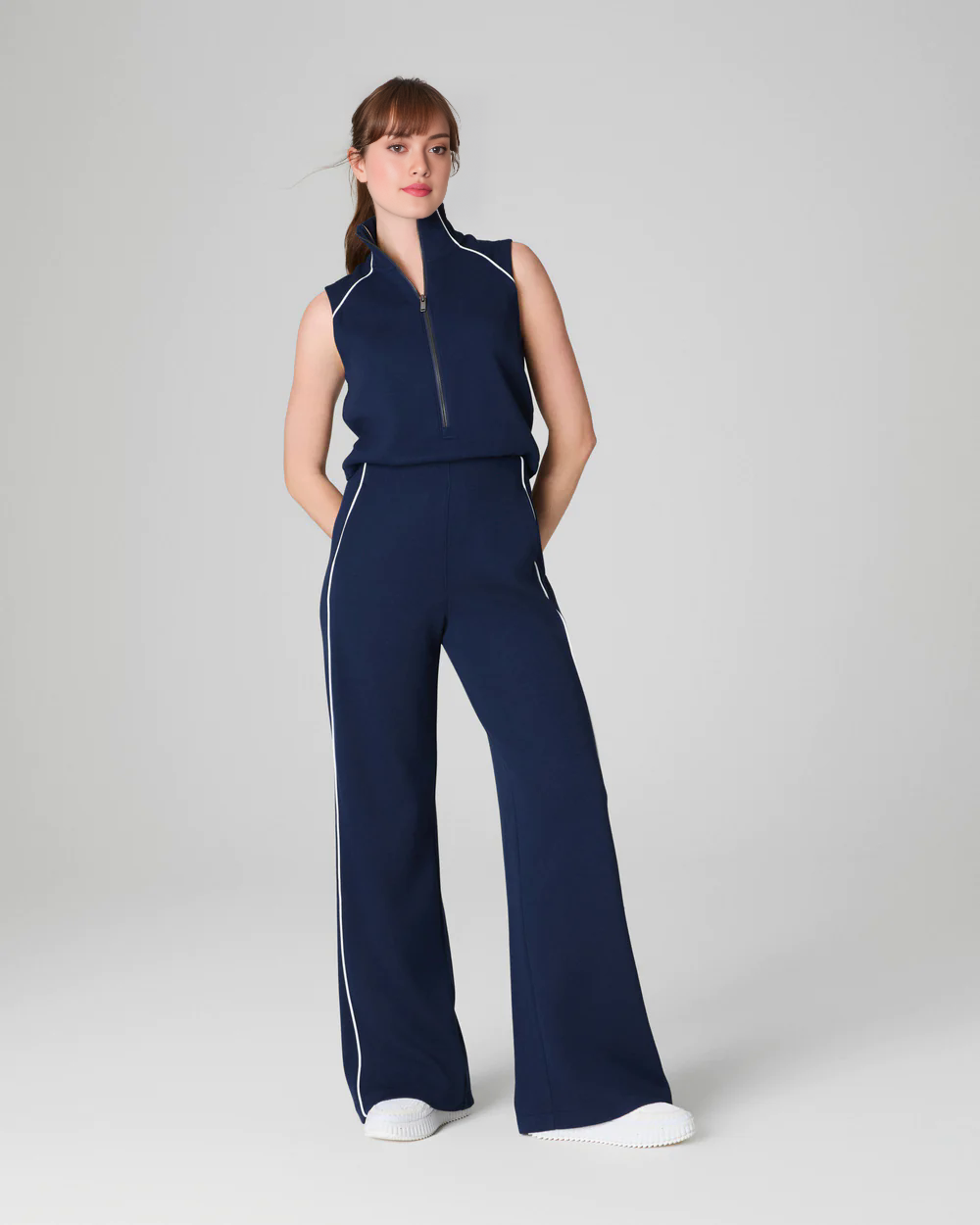 AirEssentials Pique Sleeveless Mockneck Jumpsuit (Buy 2 Free Shipping)