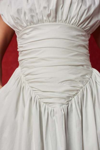 Adesuwa Ruched Cotton Long Dress (Buy 2 Free Shipping)